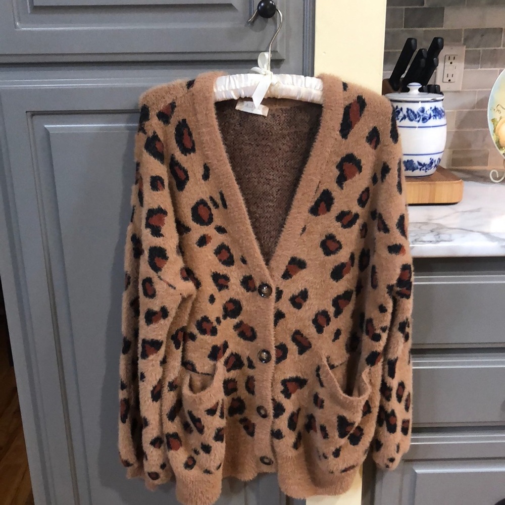 Leopard Print Cardigan from Altar’d State, size M